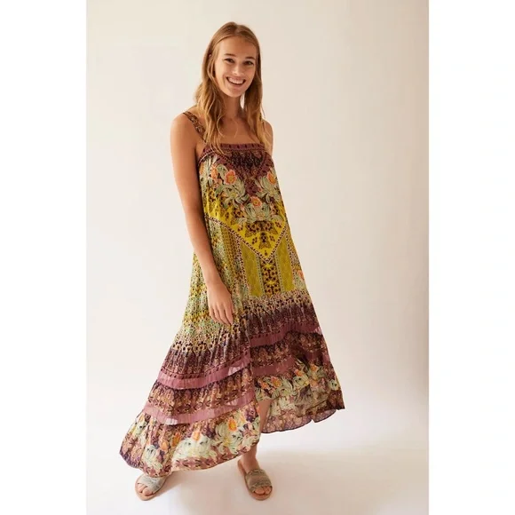 Anthropologie Floral Maxi Dress - Yellow and Purple - Picture 2 of 11